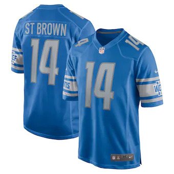 Amon-Ra St. Brown Detroit Lions Nike Blue Game Jersey