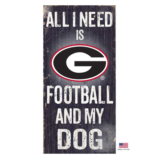 Georgia Bulldogs Distressed Football And My Dog Sign