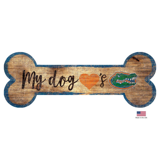 Florida Gators Distressed Dog Bone Wooden Sign