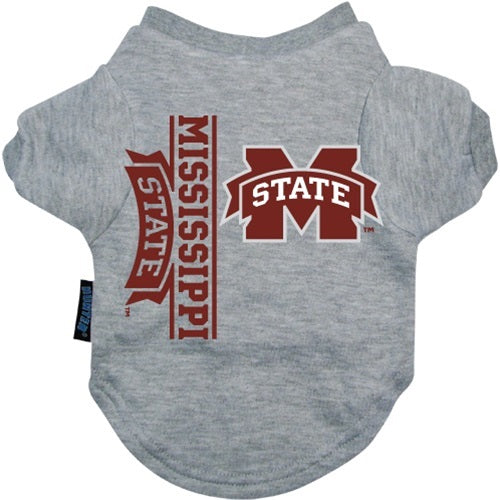 Mississippi State Heather Grey Pet T-Shirt