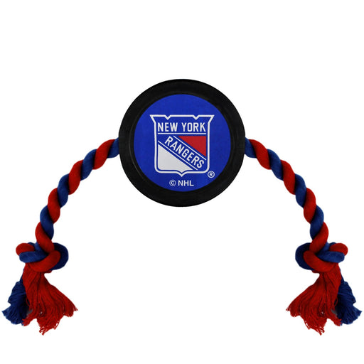 New York Rangers Pet Hockey Puck Rope Toy