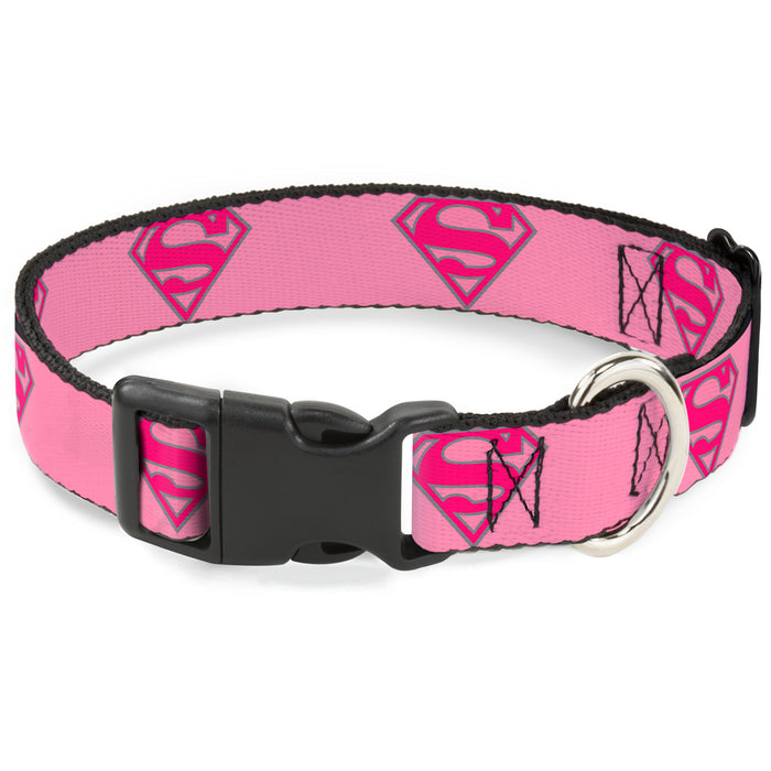 Buckle-Down Superman Shield Pink Pet Collar