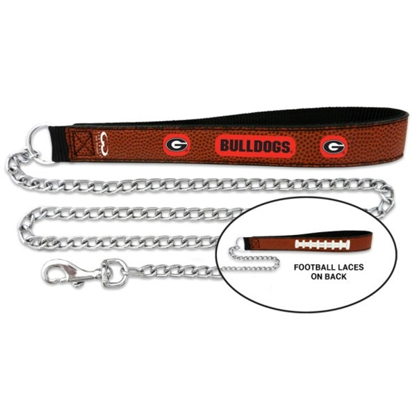 Georgia Bulldogs Football Leather and Chain Leash