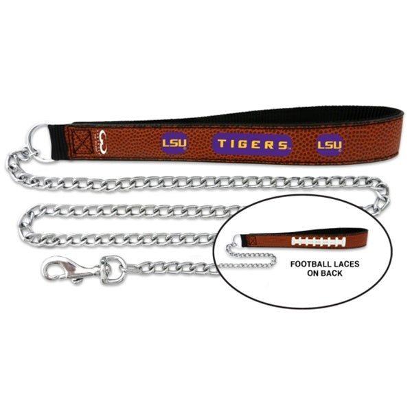 LSU Tigers Football Leather and Chain Leash