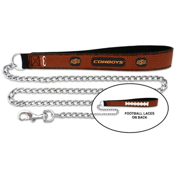 Oklahoma State Cowboys Football Leather and Chain Leash