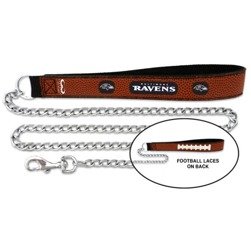 Baltimore Ravens Football Leather and Chain Leash