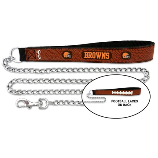 Cleveland Browns Football Leather and Chain Leash