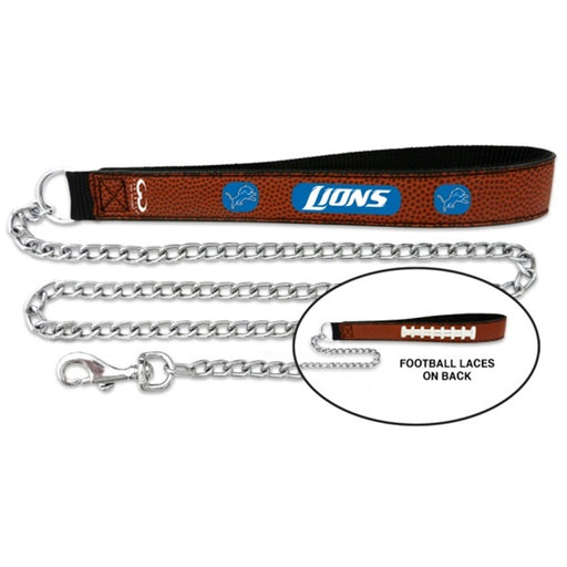 Detroit Lions Football Leather and Chain Leash