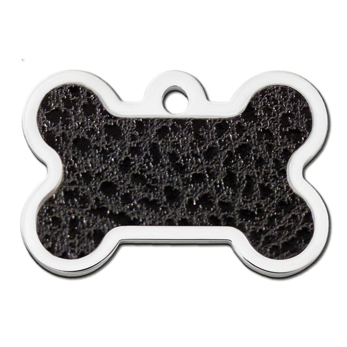 Large Leather Look Inset Bone ID Tag